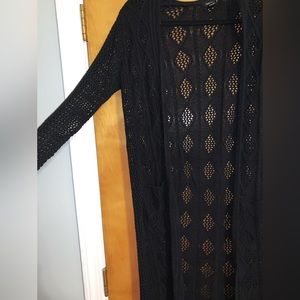 Black knitted long cardigan